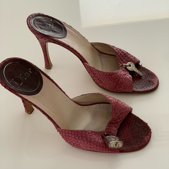 Christian Dior mauve python slide sandals - Picture 2 of 6